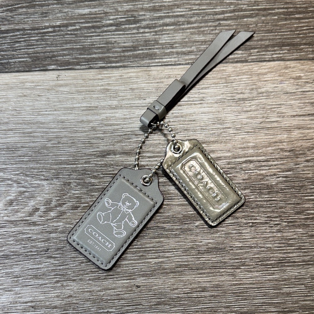 Coach Gray Leather tags Set